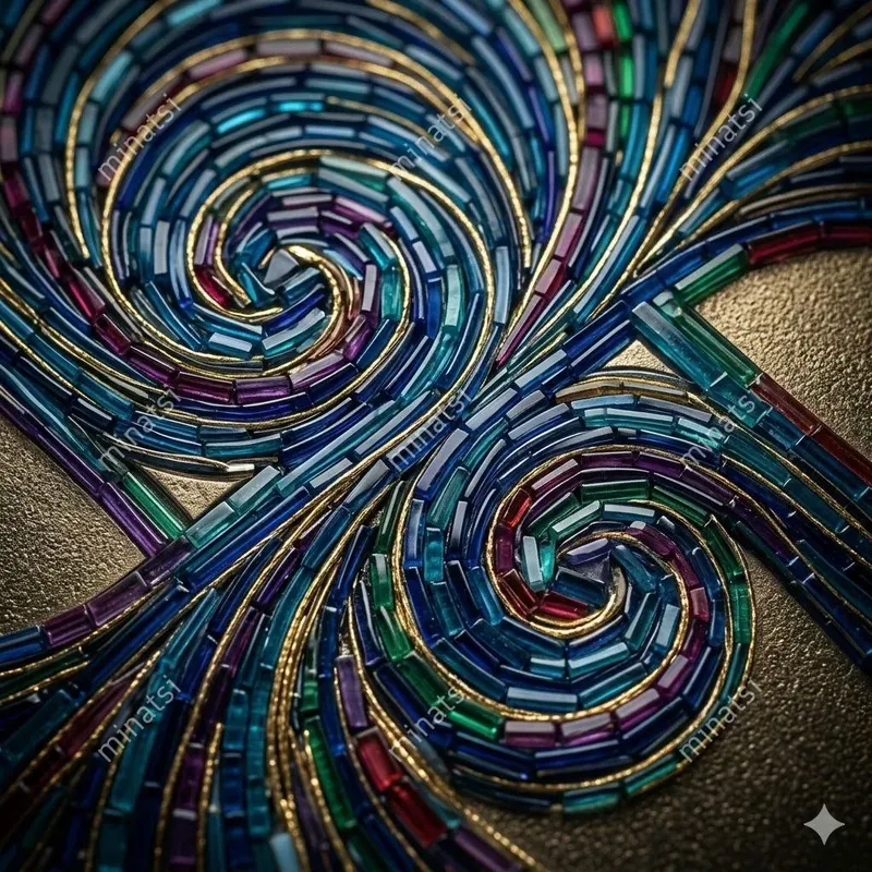Jewelry Micromosaic Glass Wave Art