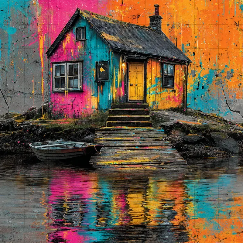 Photo Neon Paint Burst Graffiti