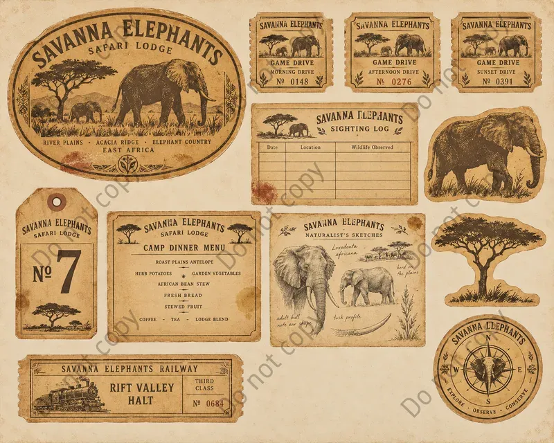Safari Lodge Ephemera Sheets