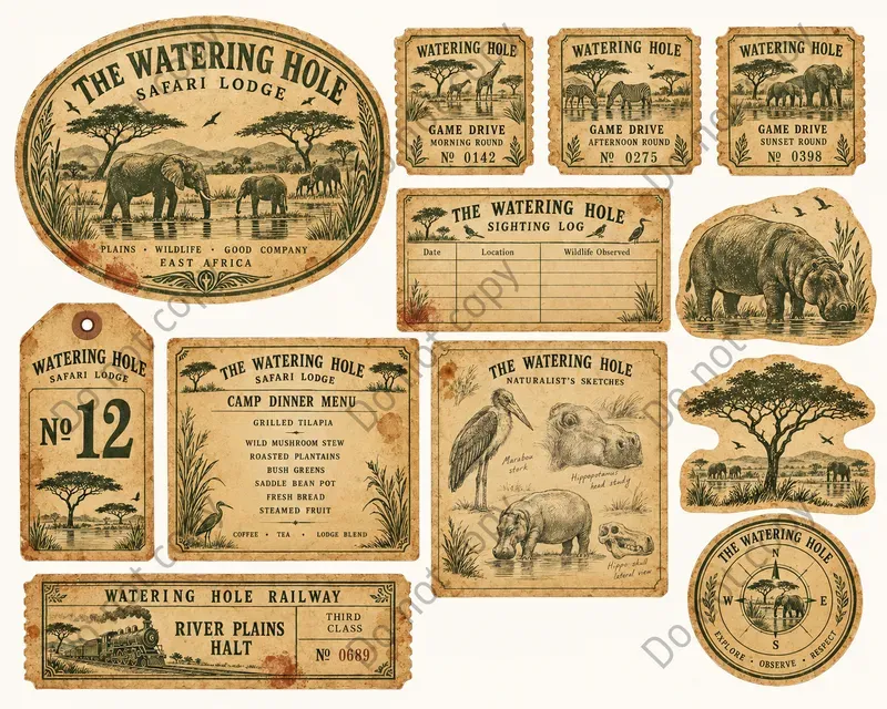 Safari Lodge Ephemera Sheets