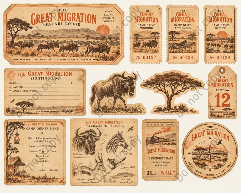 Safari Lodge Ephemera Sheets