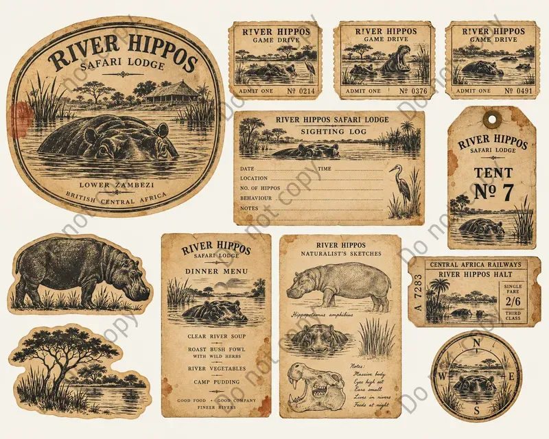 Safari Lodge Ephemera Sheets
