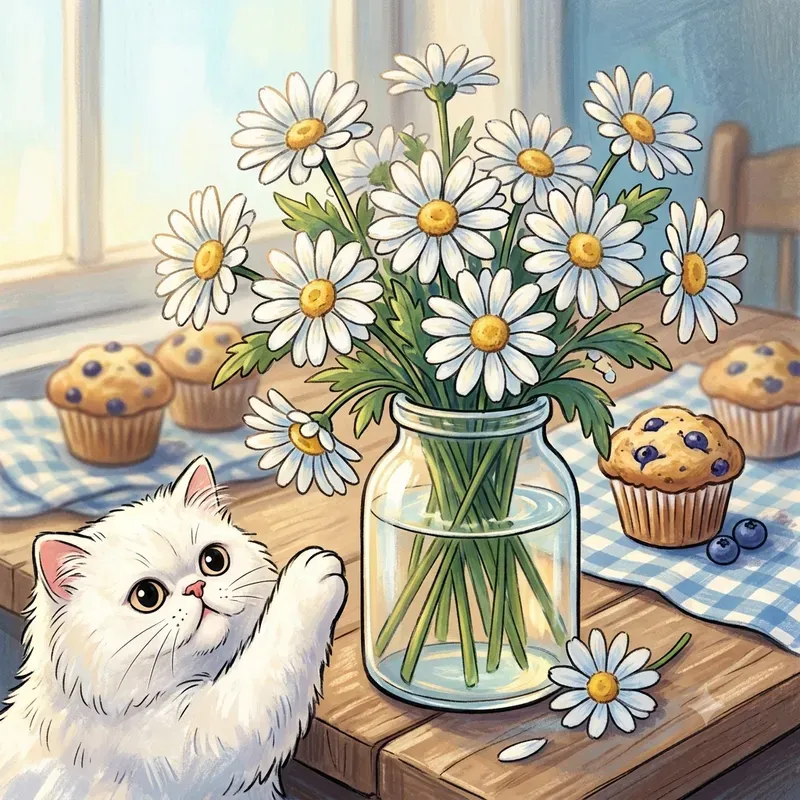 Cottagecore Cat Painter Flowers