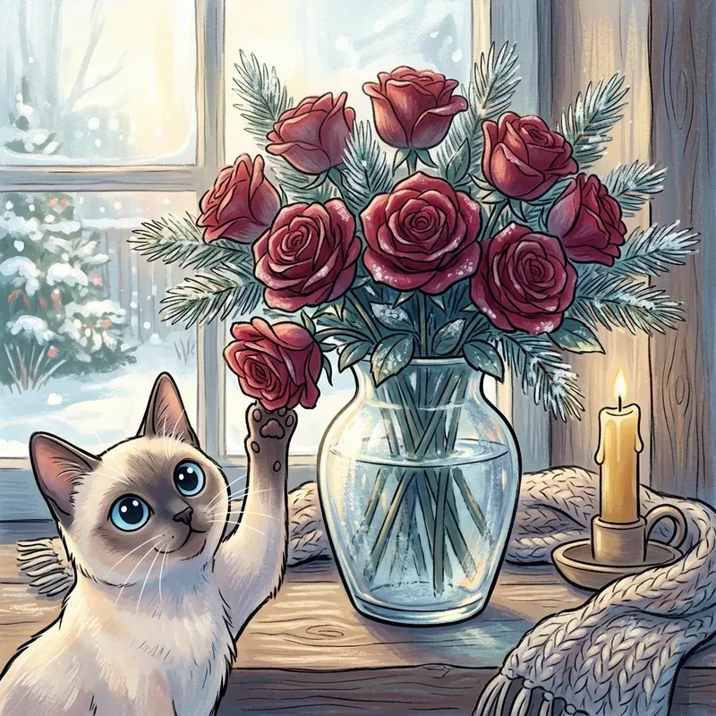 Cottagecore Cat Painter Flowers