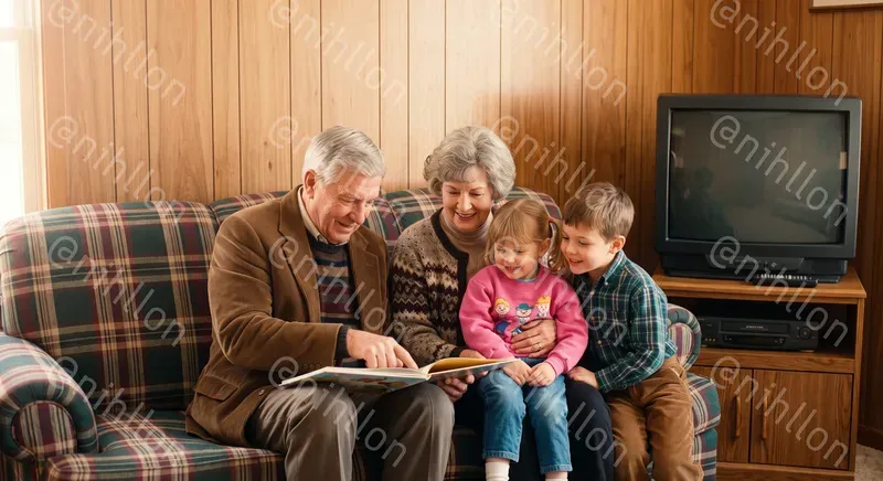 Retro 90s Family Lifestyle Stock Photos
