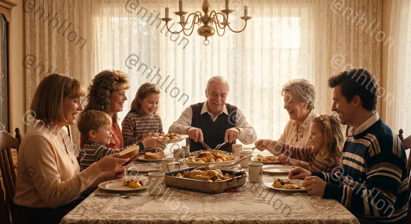 Retro 90s Family Lifestyle Stock Photos