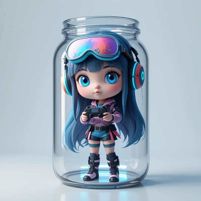 Adorable 3D Characters In Jars