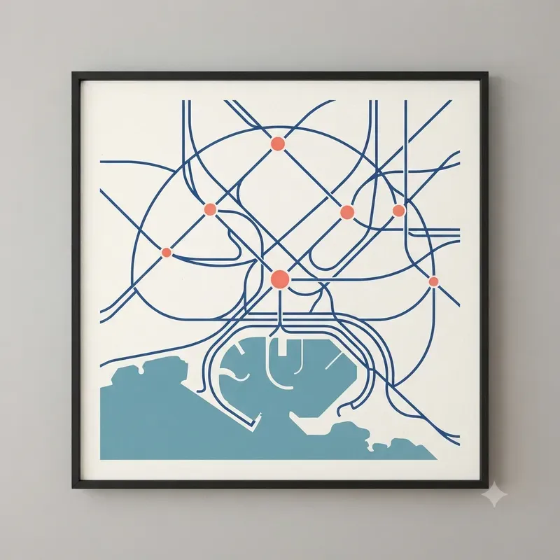 Abstract Transit Map Wall Poster Systems
