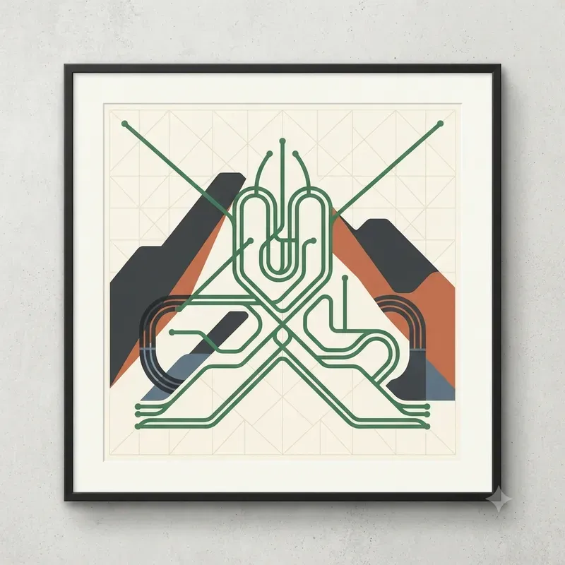 Abstract Transit Map Wall Poster Systems