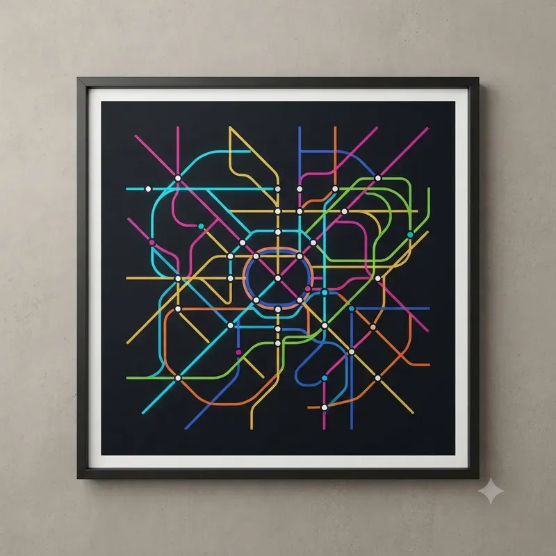 Abstract Transit Map Wall Poster Systems