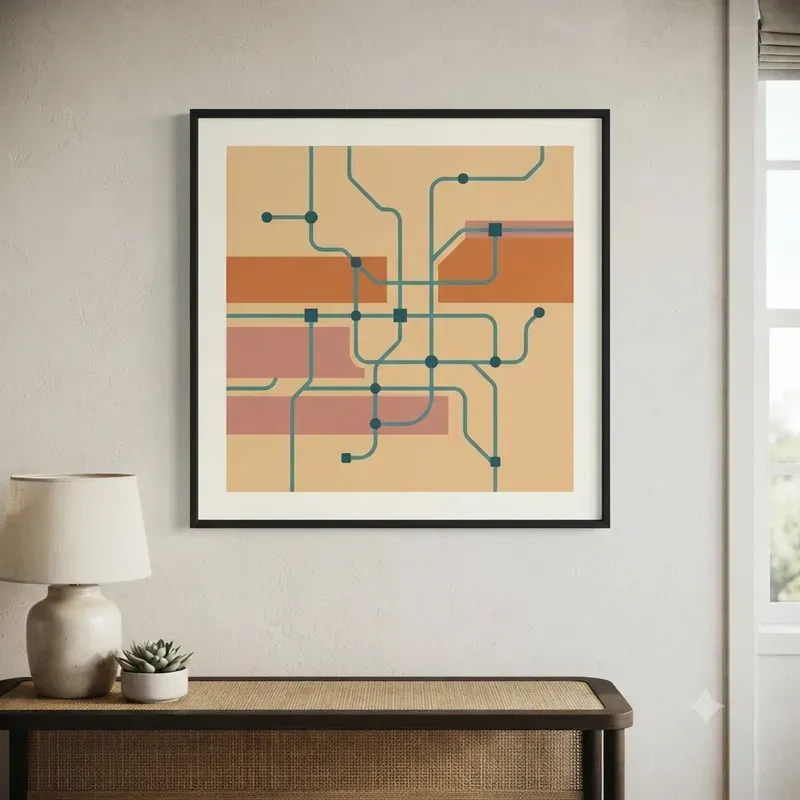Abstract Transit Map Wall Poster Systems