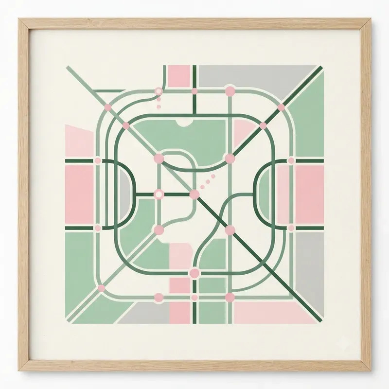 Abstract Transit Map Wall Poster Systems