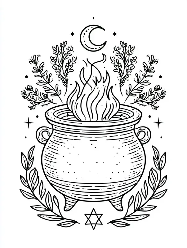 Witchy Cottagecore Line Art Clipart