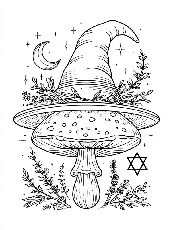 Witchy Cottagecore Line Art Clipart