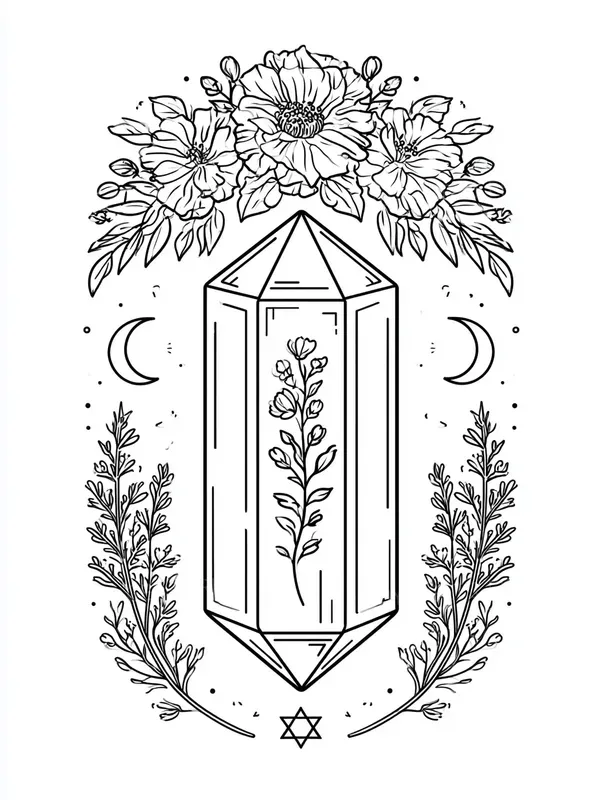 Witchy Cottagecore Line Art Clipart