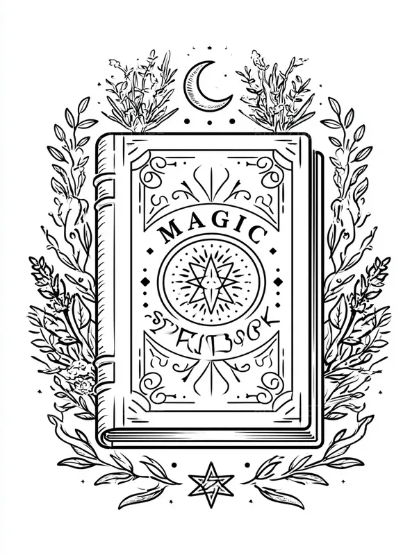 Witchy Cottagecore Line Art Clipart