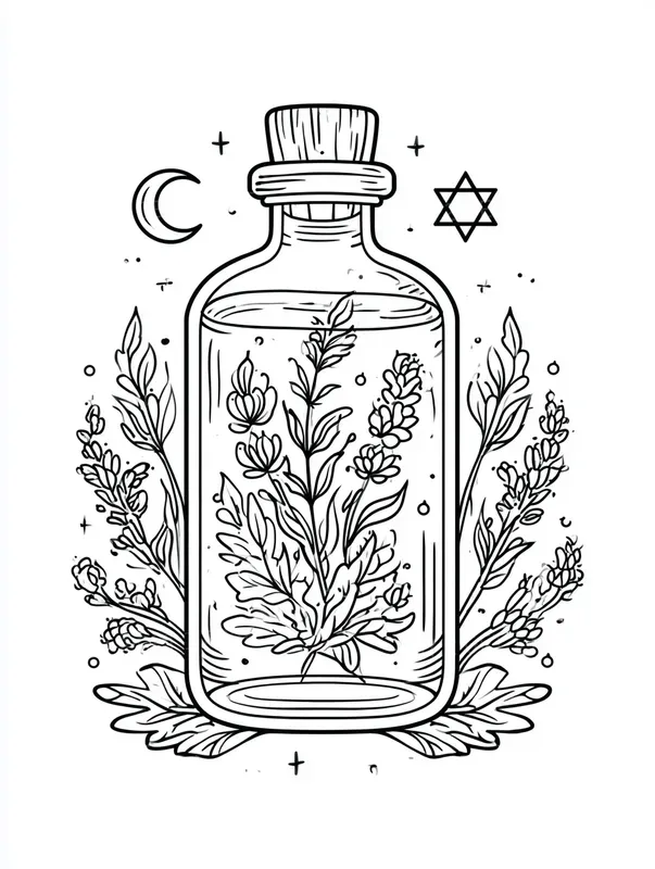 Witchy Cottagecore Line Art Clipart