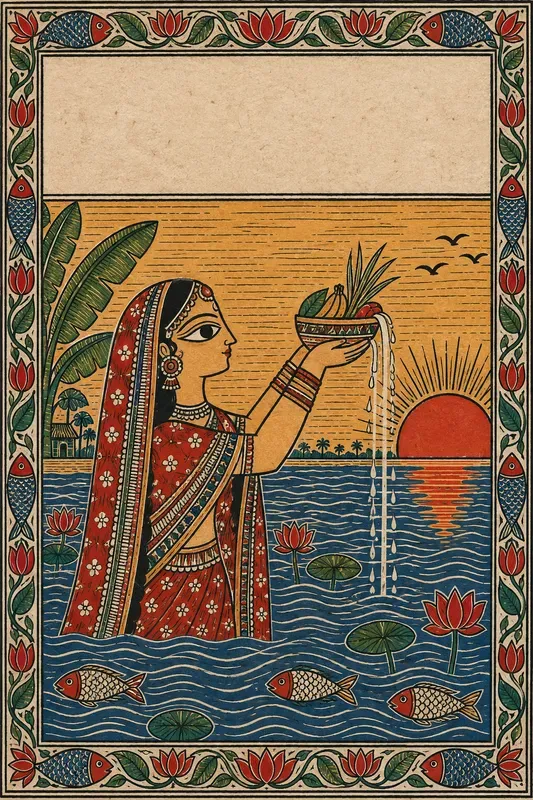 Chhath Puja Madhubani Folk Art