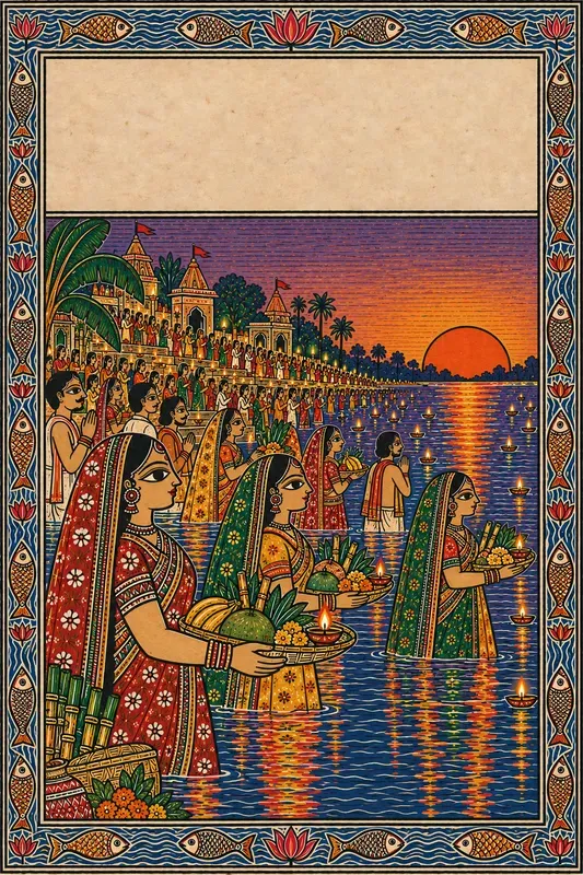 Chhath Puja Madhubani Folk Art