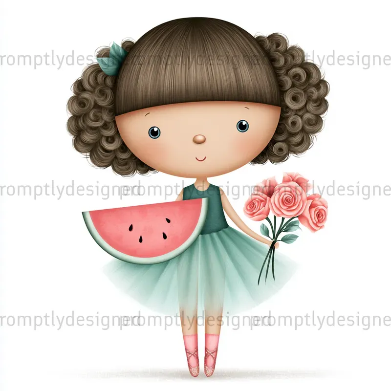 Playful Cartoon Girl Art