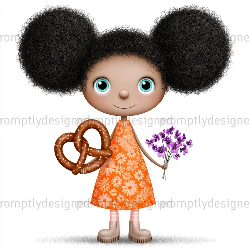 Playful Cartoon Girl Art