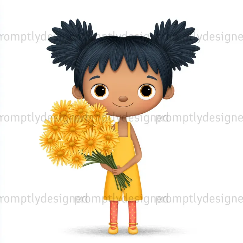 Playful Cartoon Girl Art