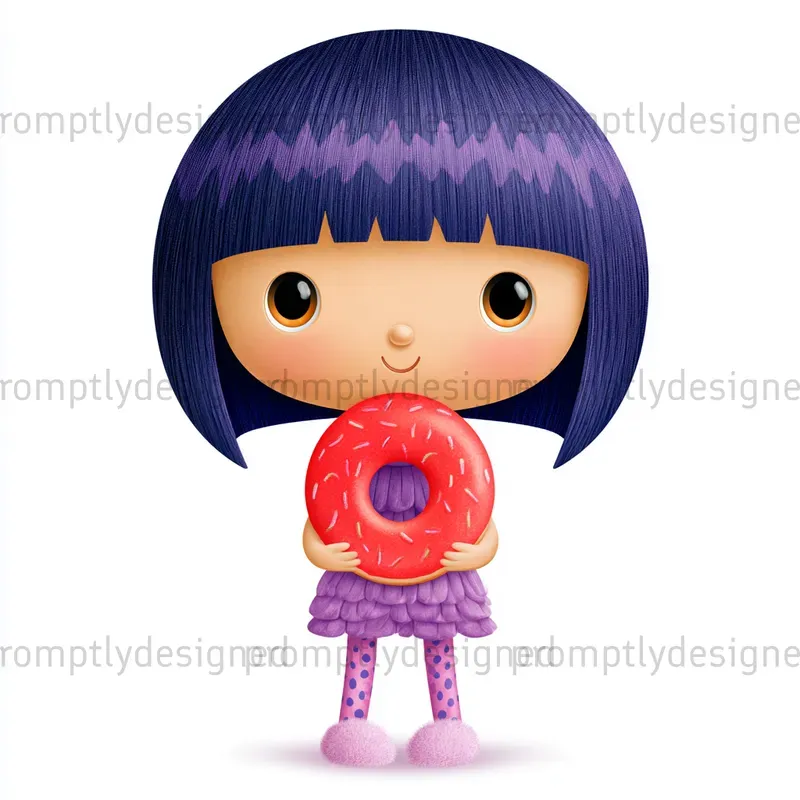 Playful Cartoon Girl Art