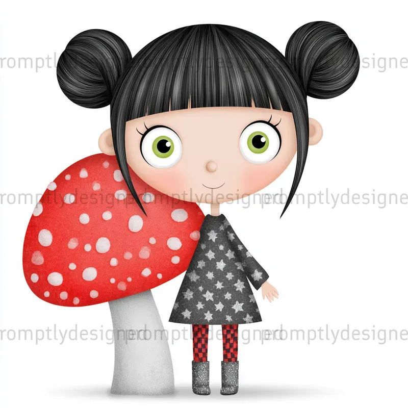 Playful Cartoon Girl Art