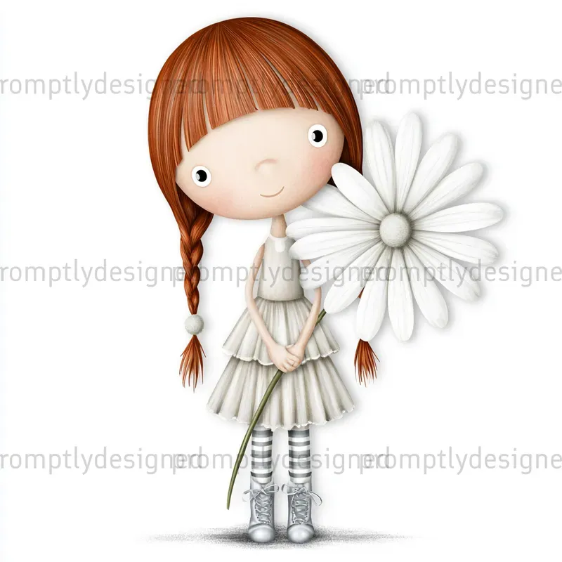 Playful Cartoon Girl Art