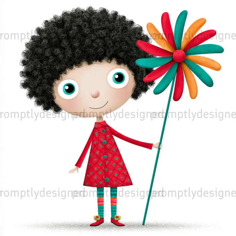 Playful Cartoon Girl Art