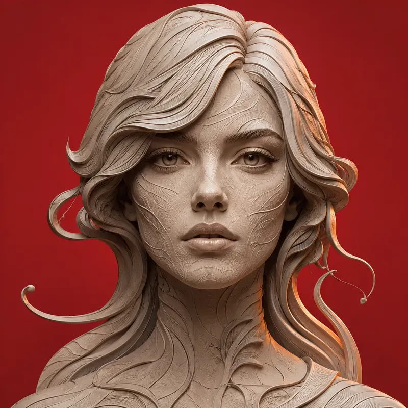 Luxury Engraved Portrait Red Style Art