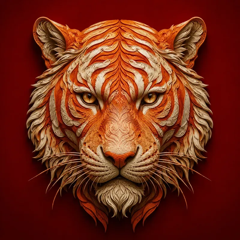 Luxury Engraved Portrait Red Style Art