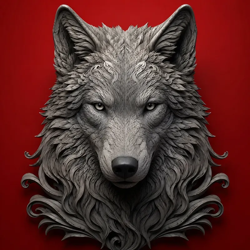 Luxury Engraved Portrait Red Style Art