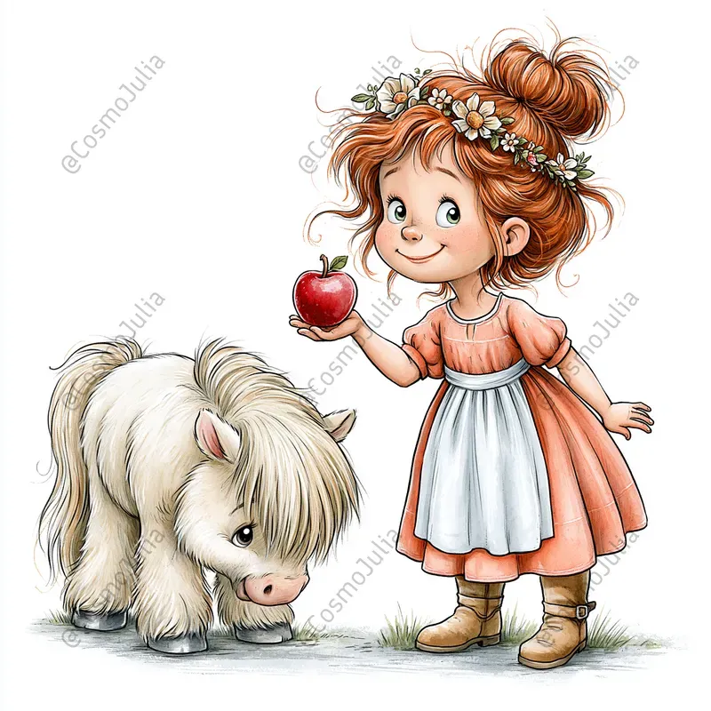 Farm Friends Cartoon Girl Clipart