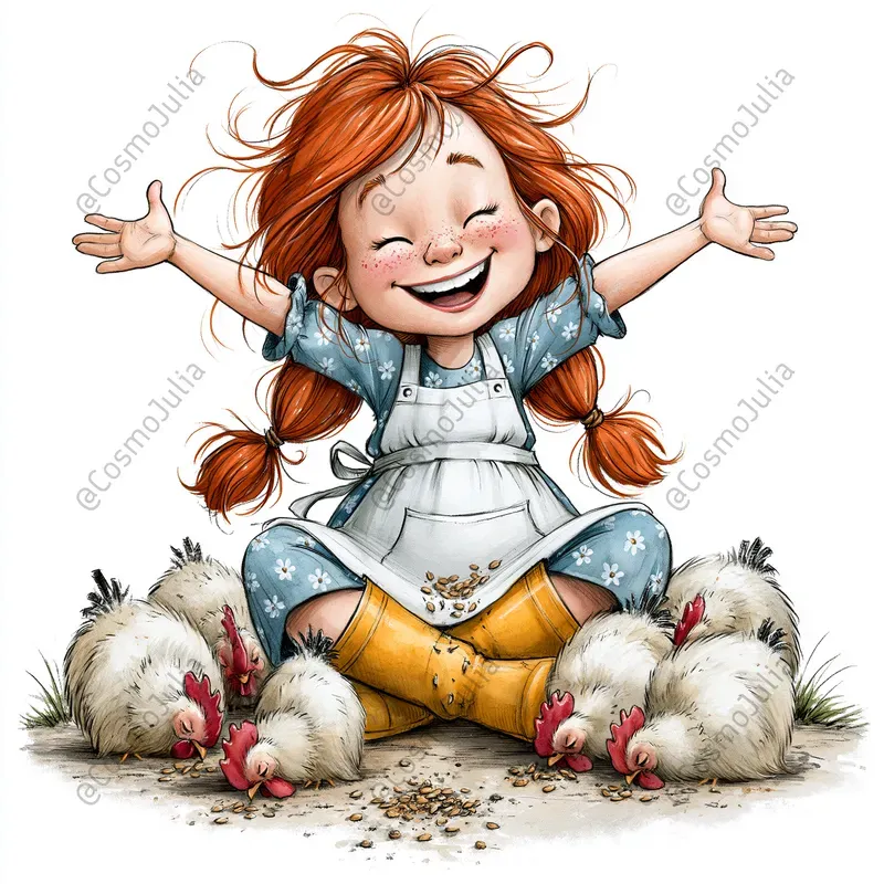 Farm Friends Cartoon Girl Clipart