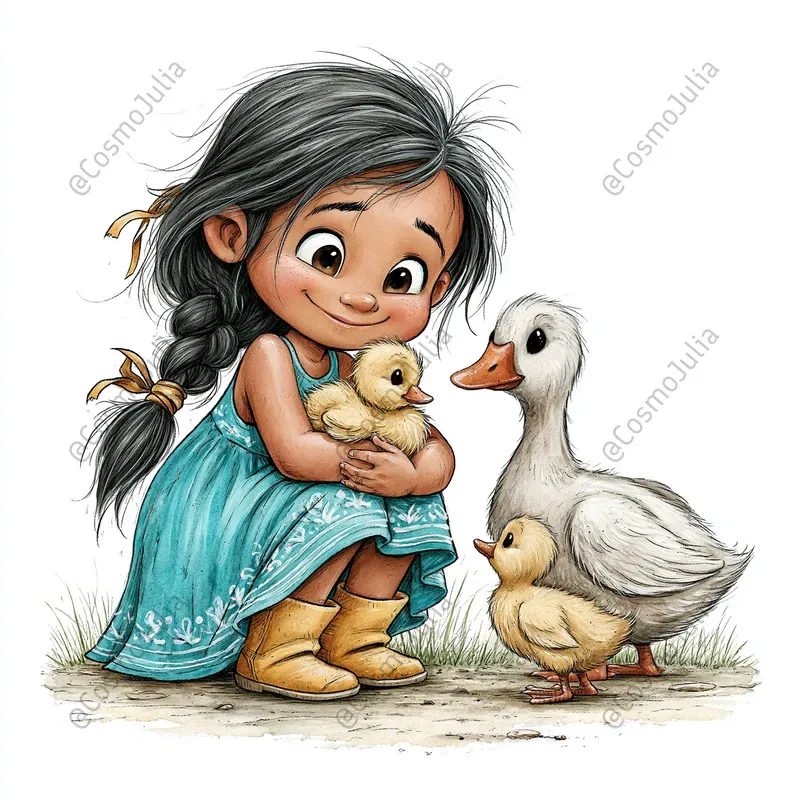 Farm Friends Cartoon Girl Clipart