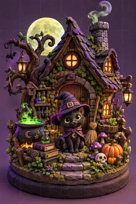 3D Claymorphic Halloween Dioramas
