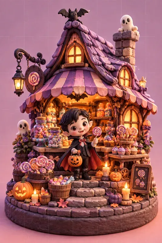 3D Claymorphic Halloween Dioramas