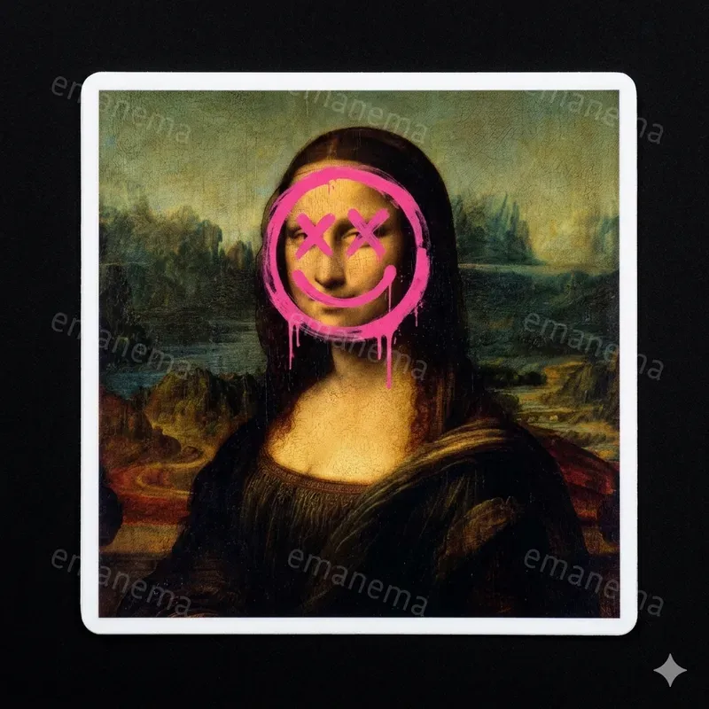 Famous Defaced Oil Painting Stickers