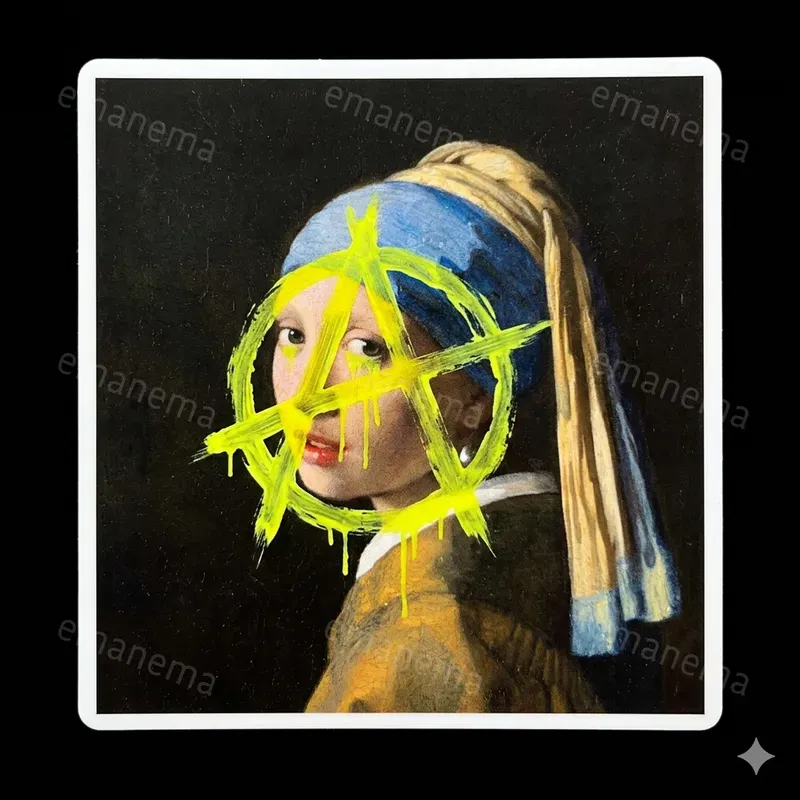 Famous Defaced Oil Painting Stickers