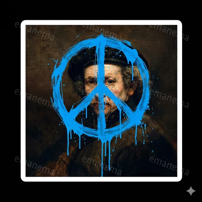 Famous Defaced Oil Painting Stickers