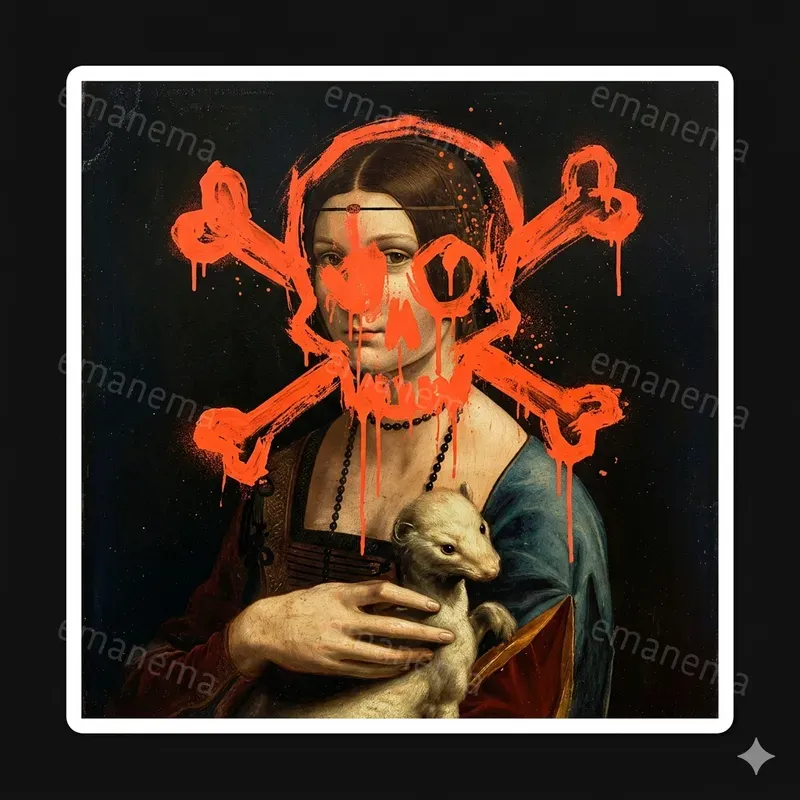 Famous Defaced Oil Painting Stickers