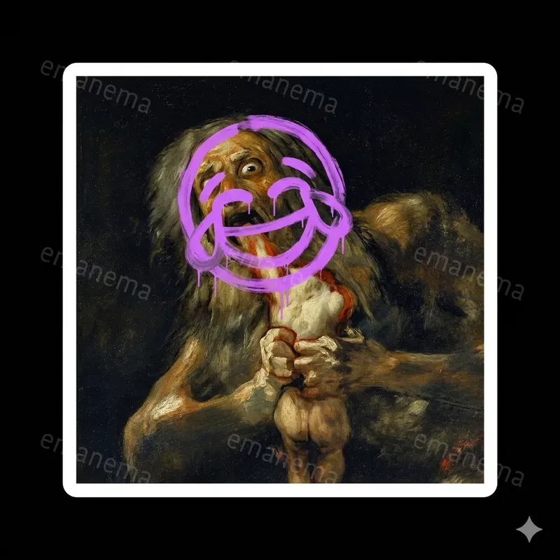 Famous Defaced Oil Painting Stickers