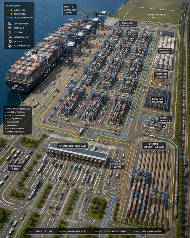Container Port Terminal Gate Flows