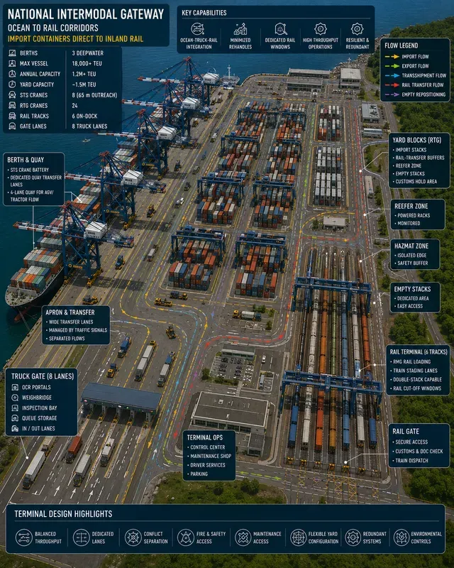 Container Port Terminal Gate Flows