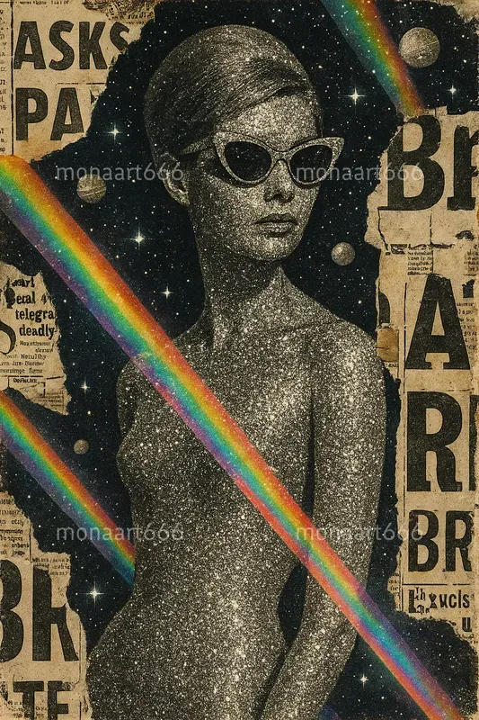 Celestial Glitter Collage Art
