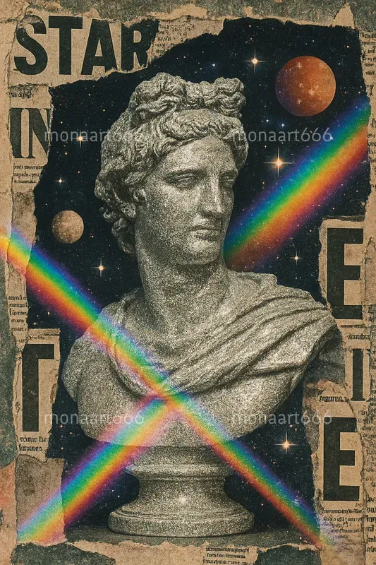 Celestial Glitter Collage Art