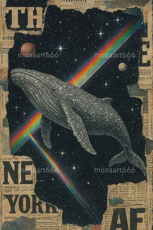 Celestial Glitter Collage Art