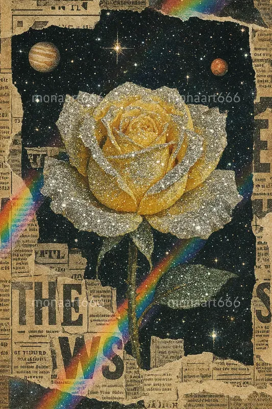 Celestial Glitter Collage Art