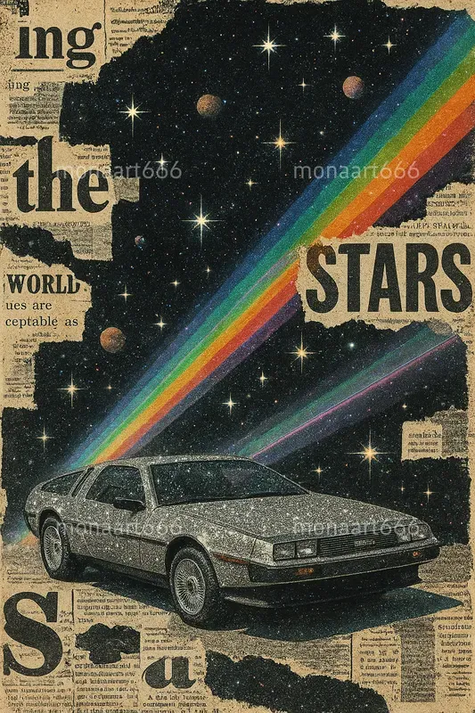 Celestial Glitter Collage Art